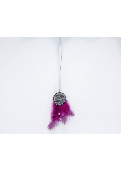 Çift Taraflı Metal Üzerine Uv Baskı Ayetel Kürsi Araba Dikiz Ayna Süsü, Fuşya Kuş Tüyü indirimleri