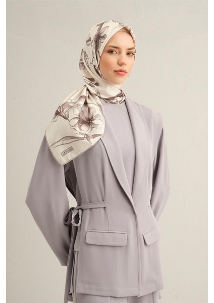 Çiçek Desenli Saf Ipek Sura Eşarp 9304 - 80