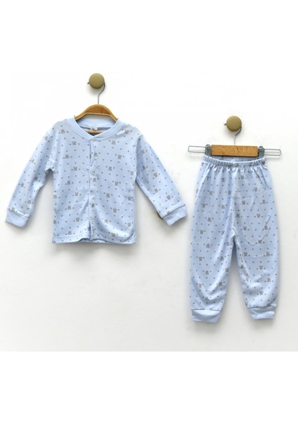 Ayıcık Desenli Öndençıtçıtlı Bebek Yenidoğan Hastaneçıkışı Pijamatakım