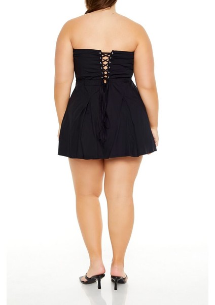 Plus Size Straplez Yaka Tulum