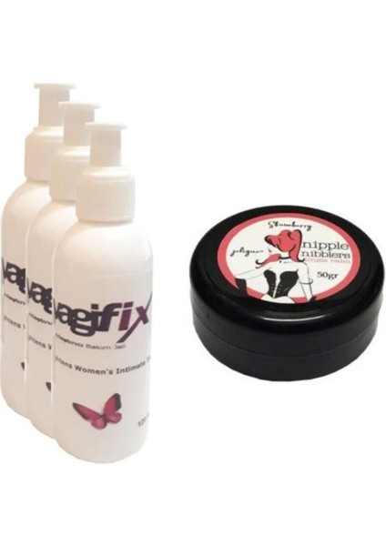 Hintohu Nipple Nibblers Tingle Balm 50ML Çilekli Göğüs Bakım Kremi 3 Adet Genital Bakım Kremi 120 M