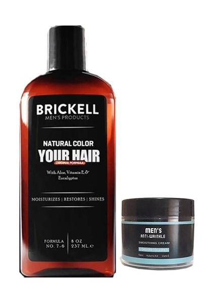 Brickell Erkeklere Özel Gerçek Saç ve Sakal Rengine Döndüren Şampuan Erkeklere Için 237 ml x 2 Ad. Mens Yüz Bakım Kremi Ile