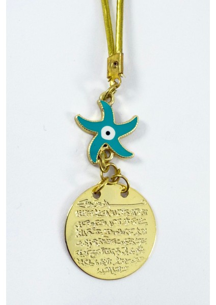 Deniz Yıldızı Metal Ayetel Kürsi Altın Renkli Araba Dikiz Ayna Süsü, Yeni Araba Hediyesi fiyatları