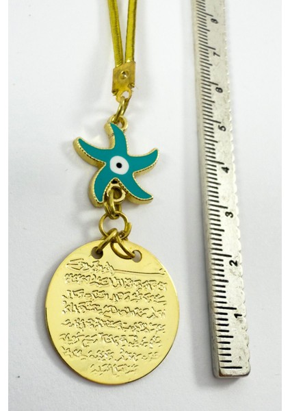 Deniz Yıldızı Metal Ayetel Kürsi Altın Renkli Araba Dikiz Ayna Süsü, Yeni Araba Hediyesi indirimleri