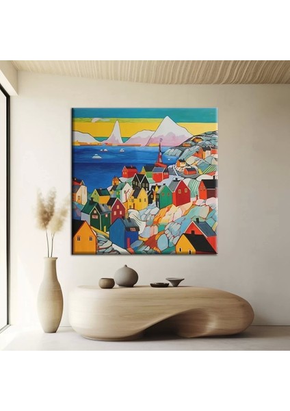 Renkli Köy Yaşamı Kanvas Tablo