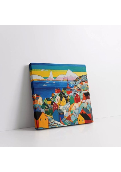 Renkli Köy Yaşamı Kanvas Tablo modelleri