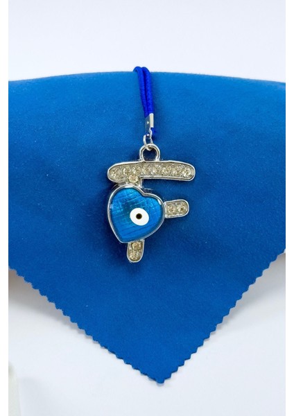 Nazar Boncuklu F Harfi Araba Dikiz Ayna Süsü Metal Hediyelik Aksesuar