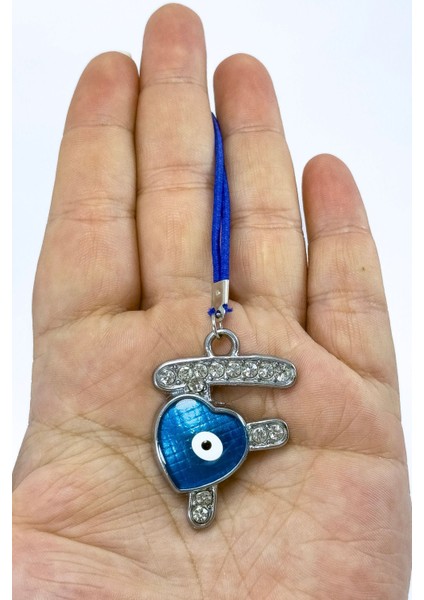 Nazar Boncuklu F Harfi Araba Dikiz Ayna Süsü Metal Hediyelik Aksesuar modelleri