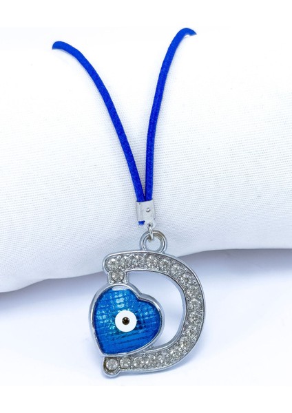 Nazar Boncuklu D Harfi Araba Dikiz Ayna Süsü Metal Hediyelik Aksesuar