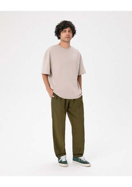 Erkek Açık Gri Oversize T-Shirt - Organik Pamuk, Düşük Omuz, Geniş Kalıp, Bisiklet Yaka, Spor Görünüm modelleri