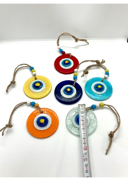 Nazar Boncuğu 7 cm Sarı Balkon Ağaç Bahçe Duvar Süsü El Yapımı Duvar Dekorasyonu 6’lı Set