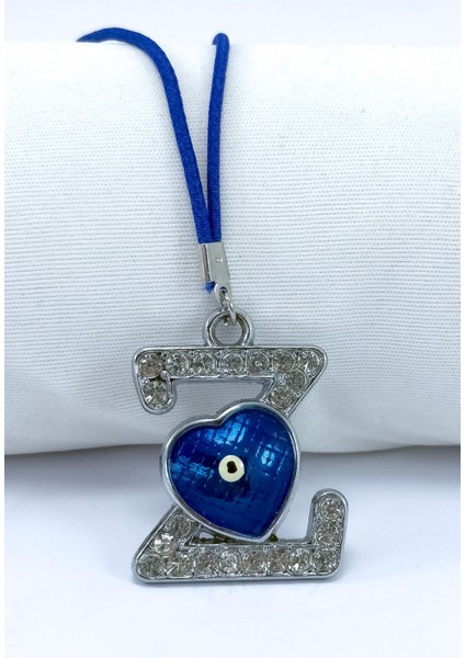 Nazar Boncuklu Z Harfi Araba Dikiz Ayna Süsü Metal Hediyelik Aksesuar