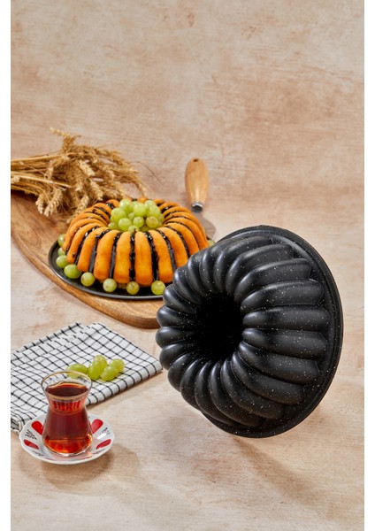 Granit Döküm Kek Kalıbı Dilimli Siyah Kek Kalıbı 26 cm