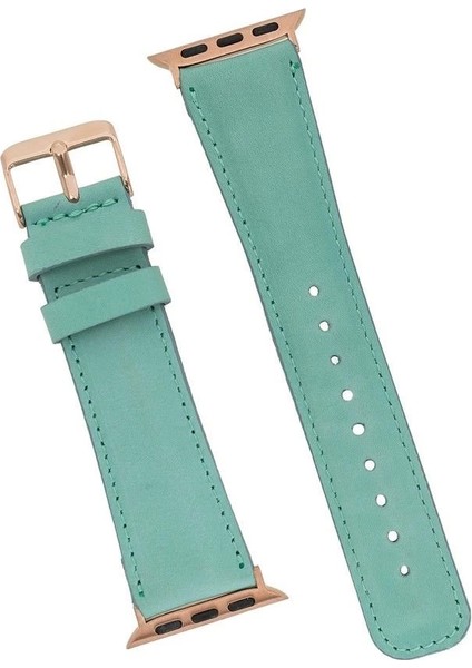 Apple Watch Uyumlu Deri Kordon 42-44-45MM Brn7 Yeşil modelleri