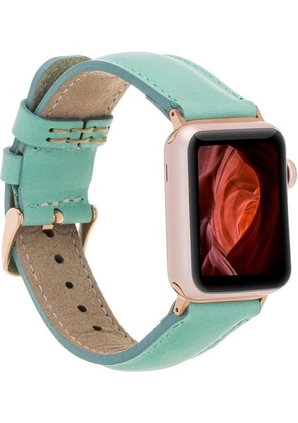 Apple Watch Uyumlu Deri Kordon 42-44-45MM Brn7 Yeşil fırsatları