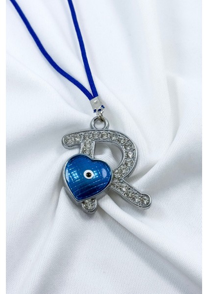 Nazar Boncuklu R Harfi Araba Dikiz Ayna Süsü Metal Hediyelik Aksesuar