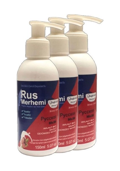 Blue Tüylere Krem 3 Adet x 150 ml Cevizli & Ceviz Sütlü Russ Merhemi