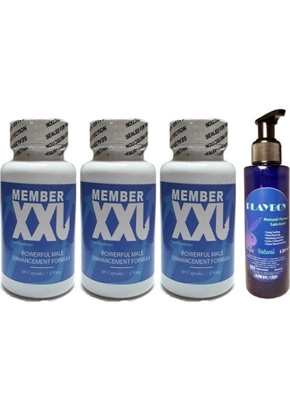 Hintohu Member Xxl Erkeklere Özel 60LI 3 Adet + Playboy Natural Personal Lubricant 125ML Lubricant Gel Jel