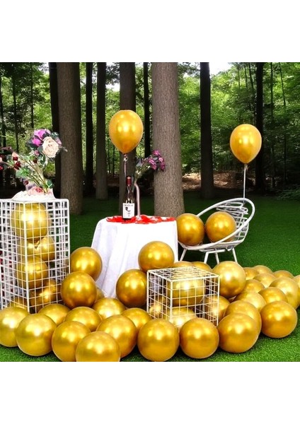 25 Adet Gold Krom Balon Gold Parlak Metalik Balon Krom Gold Balon Helyum Gazına Uçan Balona Uygundur