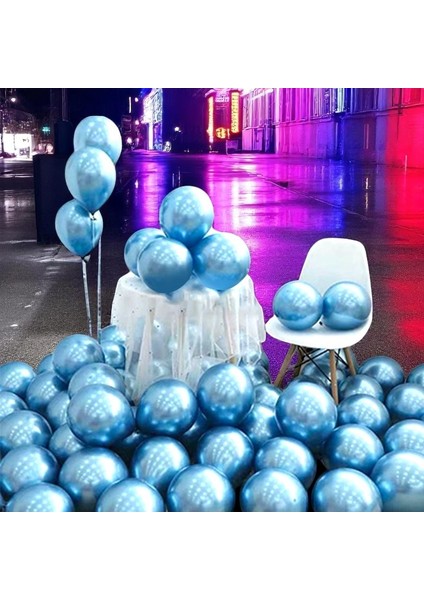 25 Adet Açık Mavi Krom Balon Parlak Metalik Krom Açık Mavi Balon Helyum Gazına Uçan Balona Uygundur modelleri