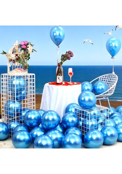 25 Adet Açık Mavi Krom Balon Parlak Metalik Krom Açık Mavi Balon Helyum Gazına Uçan Balona Uygundur indirimleri