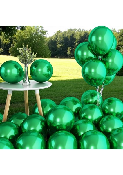 25 Adet Koyu Yeşil Krom Balon Parlak Metalik Krom Koyu Yeşil Balon Helyum Gazına Uçan Balona Uygun