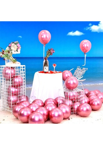 25 Adet Pembe Krom Balon Parlak Metalik Balon Krom Pembe Balon Helyum Gazına Uçan Balona Uygundur modelleri