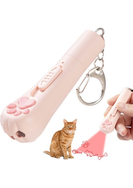 Beyaz Mini Anahtarlık Kedi Lazeri, Eğlenceli ve Sevimli Oyuncak Aksesuar