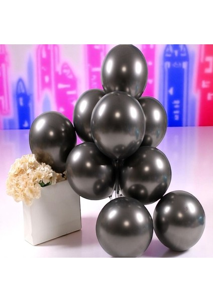 25 Adet Siyah Krom Balon Parlak Metalik Krom Siyah Balon Helyum Gazına Uçan Balona Uygundur fırsatları