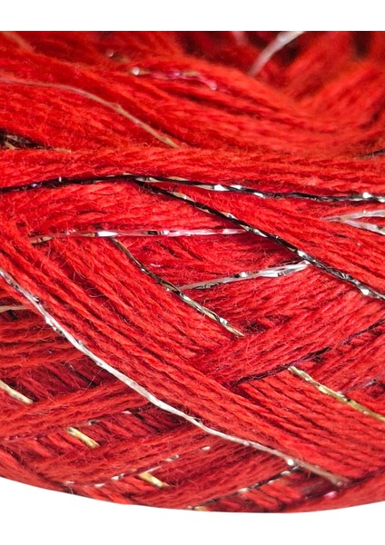 Nar Çiçeği Rengi Çok Katlı Italyan Merserize Arasına Çok Renkli Sim Karışımı Tasarım El Örgü İpi (200 Gr.)