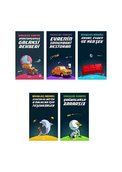 Otostopçunun Galaksi Rehberi - Evrenin Sonundaki Restoran - Hayat Evren ve Her Şey - Çoğunlukla Zararsız - 5 Kitap - Douglas Adams