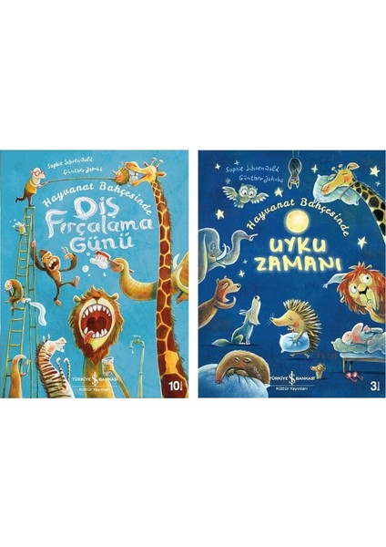 Hayvanat Bahçesinde Uyku Zamanı - Hayvanat Bahçesinde Diş Fırçalama Günü 2 Kitap Set - Sophie Schoenwald
