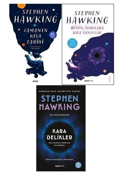 Stephen Hawking 3 Kitap Bilim ve Uzay Seti - Kara Delikler - Büyük Sorulara Kısa Yanıtlar - Zamanın Kısa Tarihi