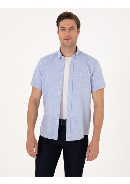 Erkek Mavi Regular Fit Kısa Kollu Gömlek 50307073-VR036