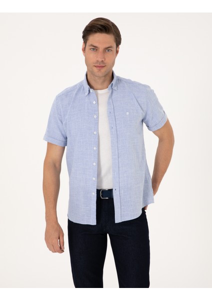 Erkek Mavi Regular Fit Kısa Kollu Gömlek 50307073-VR036