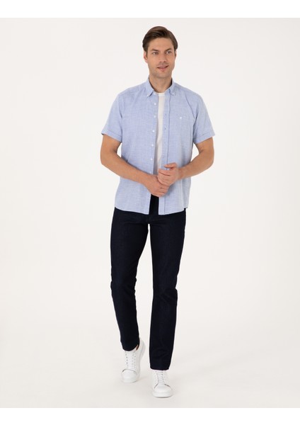 Erkek Mavi Regular Fit Kısa Kollu Gömlek 50307073-VR036