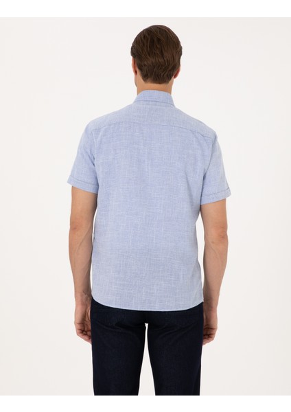Erkek Mavi Regular Fit Kısa Kollu Gömlek 50307073-VR036