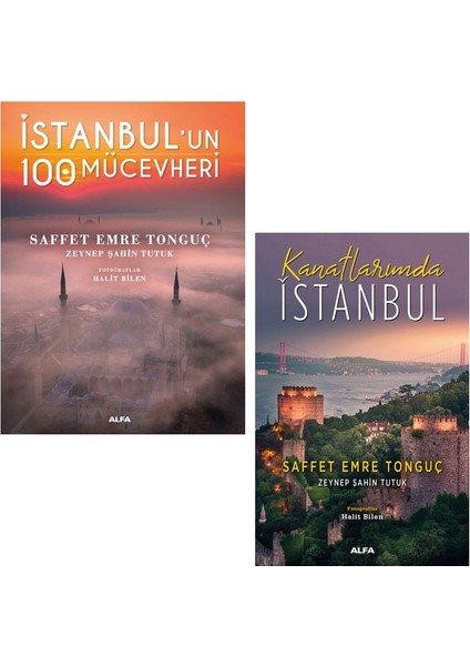 Istanbul'un 100 Mücevheri + Kanatlarımda Istanbul 2 Kitap Set - Saffet Emre Tonguç