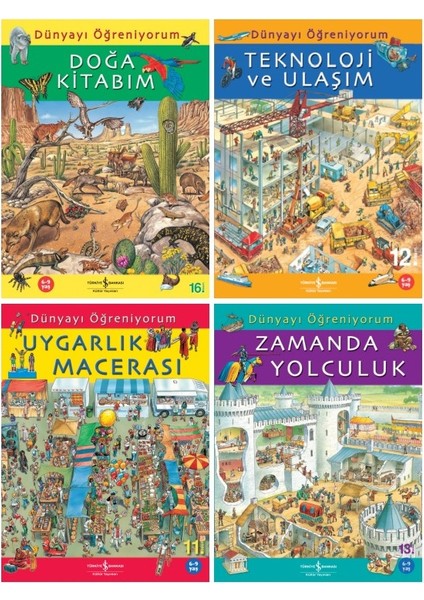 Doğa Kitabım - Teknoloji ve Ulaşım - Uygarlık Macerası - Zamanda Yolculuk Dünyayı Öğreniyorum Serisi 4 Kitap Set