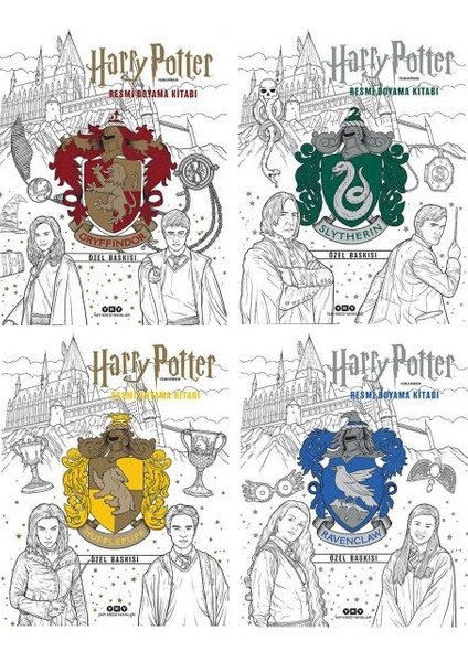 Harry Potter Resmi Boyama Kitabı 4'lü Set / Gryffindor - Slytherin - Ravenclaw - Hufflepuff
