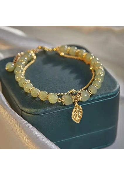 Yaprak Detaylı Çift Katmanlı Boncuklu Bileklik -El Yapımı fiyatları