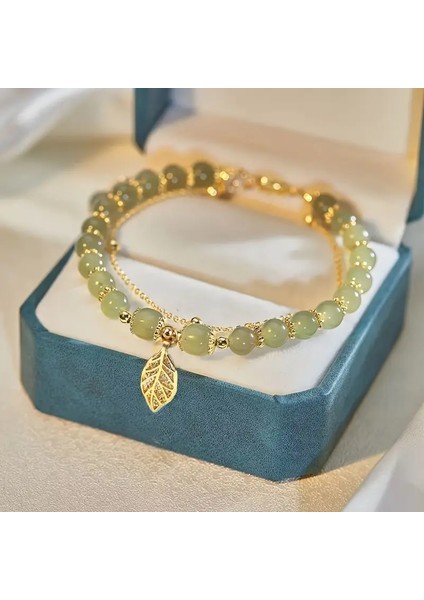 Yaprak Detaylı Çift Katmanlı Boncuklu Bileklik -El Yapımı modelleri