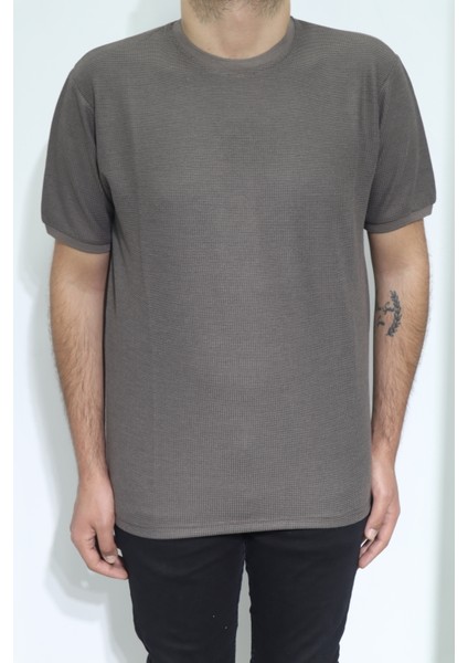 Fistan Store Erkek Düz Spor Kesim Normal Kalıp Bisiklet Yaka T-Shirt