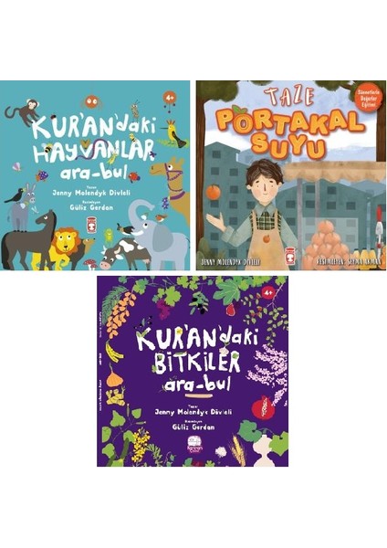 jenny Molendyk Divleli 3 Kitap Set / Kuran'daki Hayvanlar Ara-Bul - Bitkiler Ara-Bul - Taze Portakal Suyu