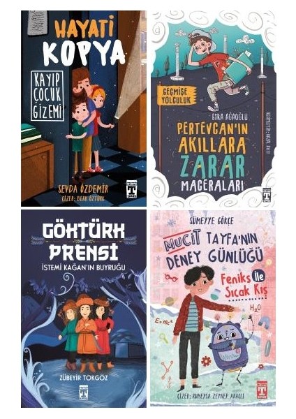 Ilk Genç Timaşılk Genç Timaş Hayati Kopya - Pertevcan'ın Akıllara Zarar Maceraları - Göktürk Prensi - Mucit Tayfa'nın Deney Günlüğü 9-12 Yaş Okuma Kitapları 4 Kitap Set