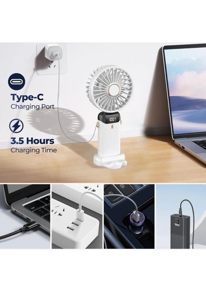 Mini Klima LED Göstergeli Şarjlı El Fanı Vantilatör 5 Kademeli Hız Serinletici Fan fırsatları