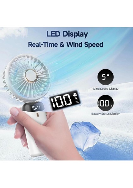 Mini Klima LED Göstergeli Şarjlı El Fanı Vantilatör 5 Kademeli Hız Serinletici Fan indirimleri