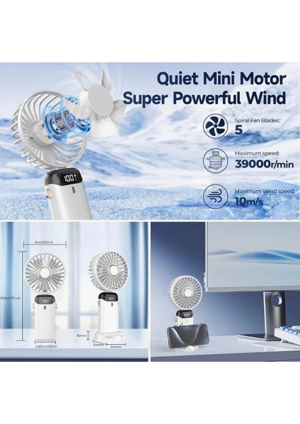 Mini Klima LED Göstergeli Şarjlı El Fanı Vantilatör 5 Kademeli Hız Serinletici Fan