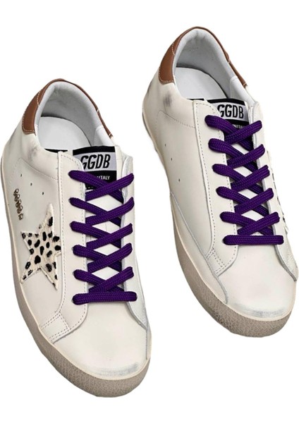 Women's Sneakers Dalmatian Golden Goose Superstar Purple Lace-Up - Brown back ankle - Kadın Ayakkabı Mor Bağıcık Dalmaçya Yıldız fiyatları