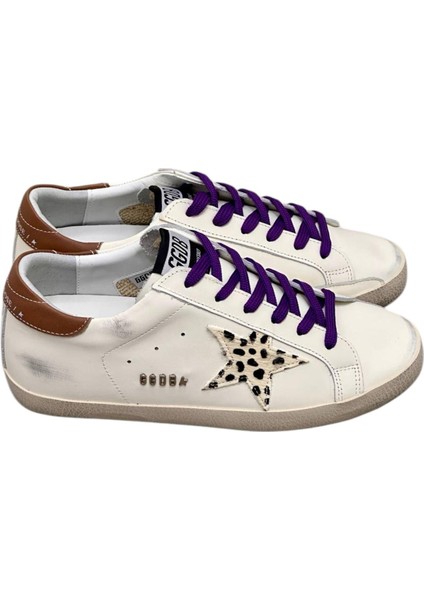 Women's Sneakers Dalmatian Golden Goose Superstar Purple Lace-Up - Brown back ankle - Kadın Ayakkabı Mor Bağıcık Dalmaçya Yıldız fırsatları